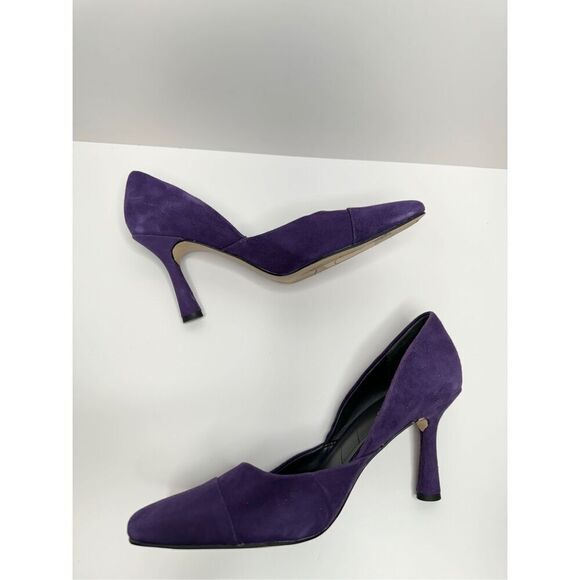 Franco Sarto Pumps Womens Size 9 Leather Suede Purple Slip On Casual Heels - Picture 7 of 12